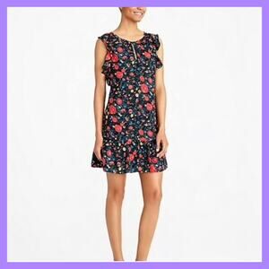 J. Crew Floral Printed Flutter Sleeve Shift Dress (Small)